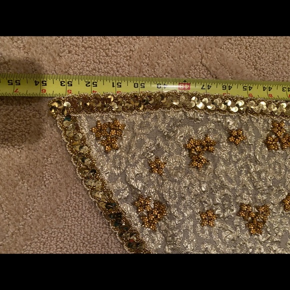 New handmade golden color & crystal beaded fancy scarf wrap - Picture 8 of 11